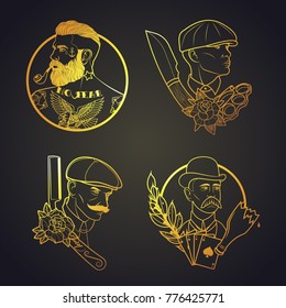 Retro Hooligans. Stickers Set