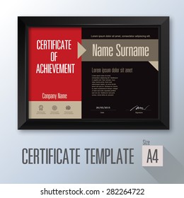 retro horizontal certificate with black frame, certificate template