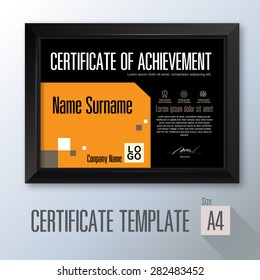 retro horizontal certificate with black frame, certificate template