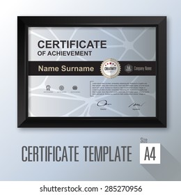 retro horizontal certificate with black frame, certificate template