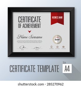 retro horizontal certificate with black frame, certificate template