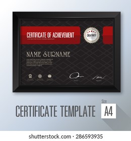 retro horizontal certificate with black frame, certificate template