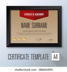 retro horizontal certificate with black frame, certificate template