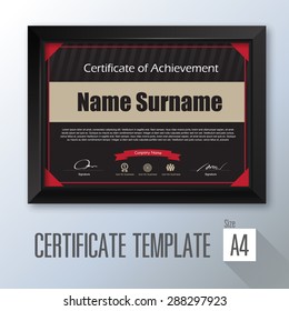 retro horizontal certificate with black frame, certificate template