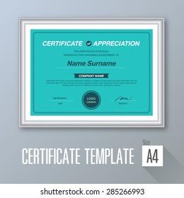retro horizontal certificate with white frame, certificate template
