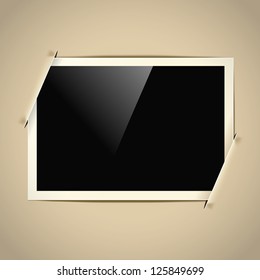 retro horizontal photo frame on paper background