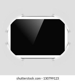 Retro horizontal photo frame on gray paper background