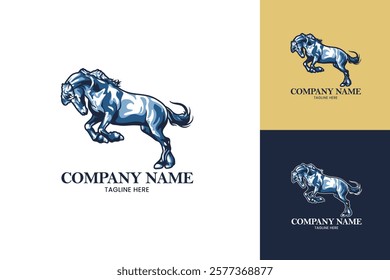 retro horse logo with multiple color layer