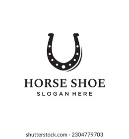 Retro horseshoe logo for ranch, cowboy,badge. which is isolated on the background.