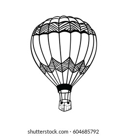 Retro hot air balloon icon, vector