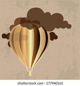 Retro hot air balloon sky background