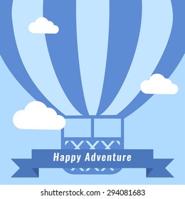 Retro Hot Air Balloon Vector Background. Template for Greeting Card or Poster