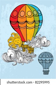 retro hot air balloon vector/illustration
