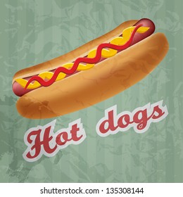 retro hot dog background. Vector illustration