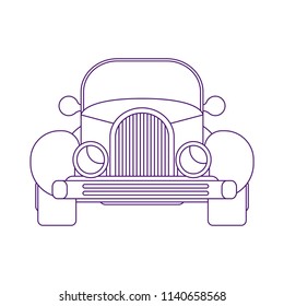 Retro hot road car. Front view american roadster. Vector line art style illustration. Coloring book pages for adults and kids