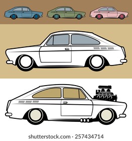 Retro Hot Rod car, vector illustration