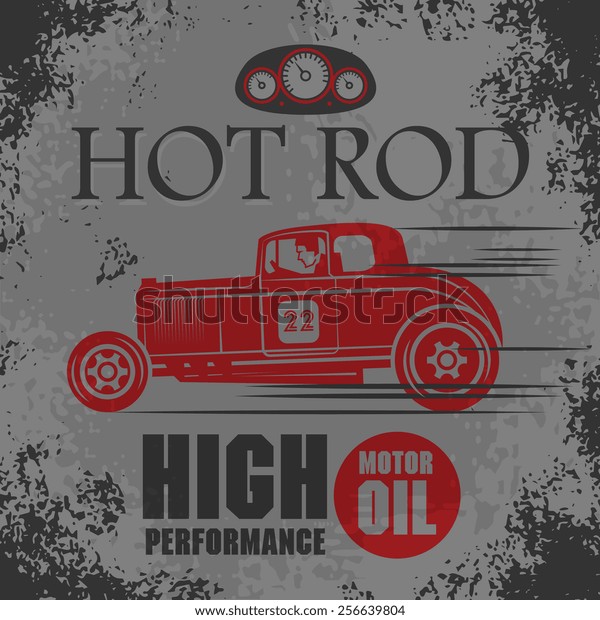 Retro Hot Rod poster,\
vector illustration
