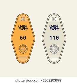 Retro Hotel Logo Keychain Vector Template