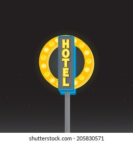 Retro hotel signboard - vector 