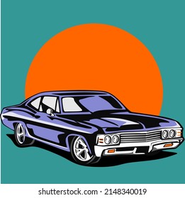 Retro hotrod car in comics design