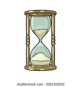 Retro hourglass. Vector color vintage illustration outline in retro sketch style. Isolated on white background. Hand drawn design element for label, poster