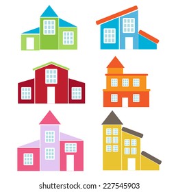 retro house icon set. vector