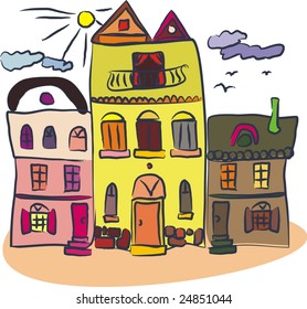 retro houses in vector