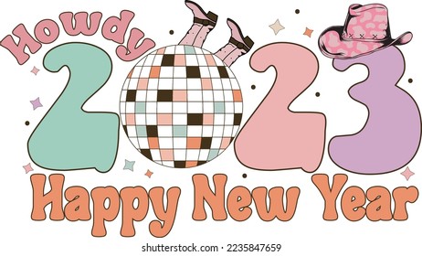 Retro Howdy Happy New Year 2023