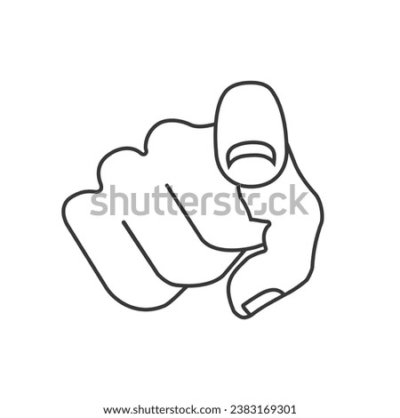 Retro human hand with the finger pointing or gesturing towards you line icon. Vintage hipster illustration isolated on white background