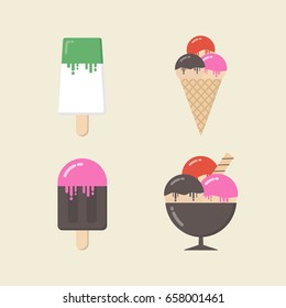 retro ice cream icon, vintage and pastel style