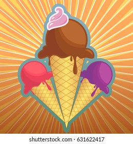 Retro ice cream layered vector file