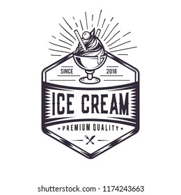 Retro ice cream logo. Vintage emblem logo. Illustration of a classic badge design.