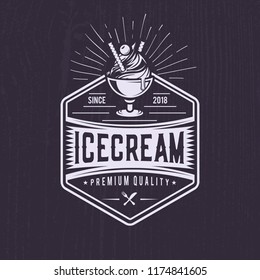 Retro ice cream logo. Vintage emblem logo. Illustration of a classic badge design.