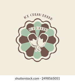 Retro ice cream logo. Vintage badge, label with the logo of an ice cream shop. Isolated vector illustration on a transparent background.