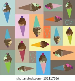 Retro Ice Cream Seamless Pattern