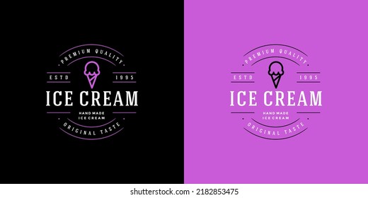 Retro ice cream shop logo design, retro ice cream logo