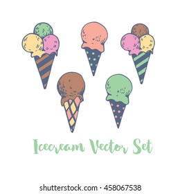 Retro ice cream vector set