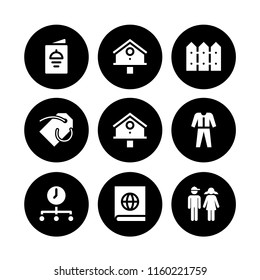 retro icon. 9 retro set with menu, map, diving suit and price tag vector icons for web and mobile app