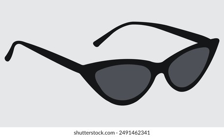 Retro icon cat's eye lens glasses isolated. retro black-rimmed glasses, women's and men's accessory. Cat eye shaped sunglass style. Trendy fashion accessory. 