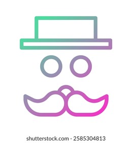 Retro Icon, Hat, Eyes and Wavy Moustache