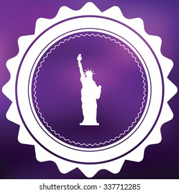 A Retro Icon Isolated on a Purple Background - Statue of Liberty