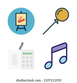 retro icon set. vector set about canvas, music, lollipop and telephone icons set.