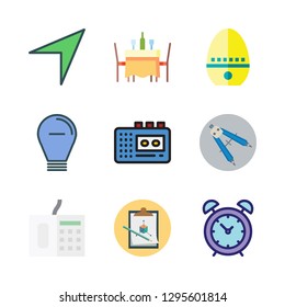 retro icon set. vector set about telephone, clipboard, table and compass icons set.