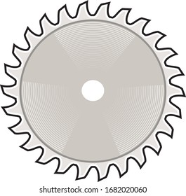 Icono retro ilustración de una sierra circular sobre fondo blanco aislado.