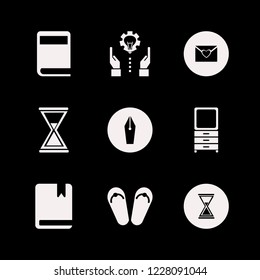 retro icon. retro vector icons set technology progress, heart envelope, beach sneakers and fountain pen