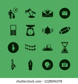 retro icon. retro vector icons set dresser mirror, party flags, rugby ball and hourglass