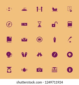 retro icon. retro vector icons set present new idea, sale ticket, camera and velvet