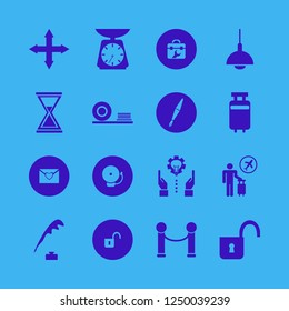 retro icon. retro vector icons set open lock, kitchen scale, toolbox and chandelier
