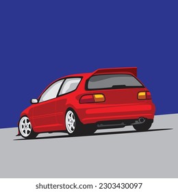 Retro iconic Japanese drifting car in illustration vector