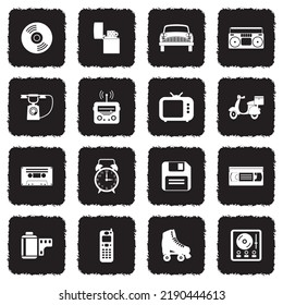 Retro Icons. Grunge Black Flat Design. Vector Illustration.